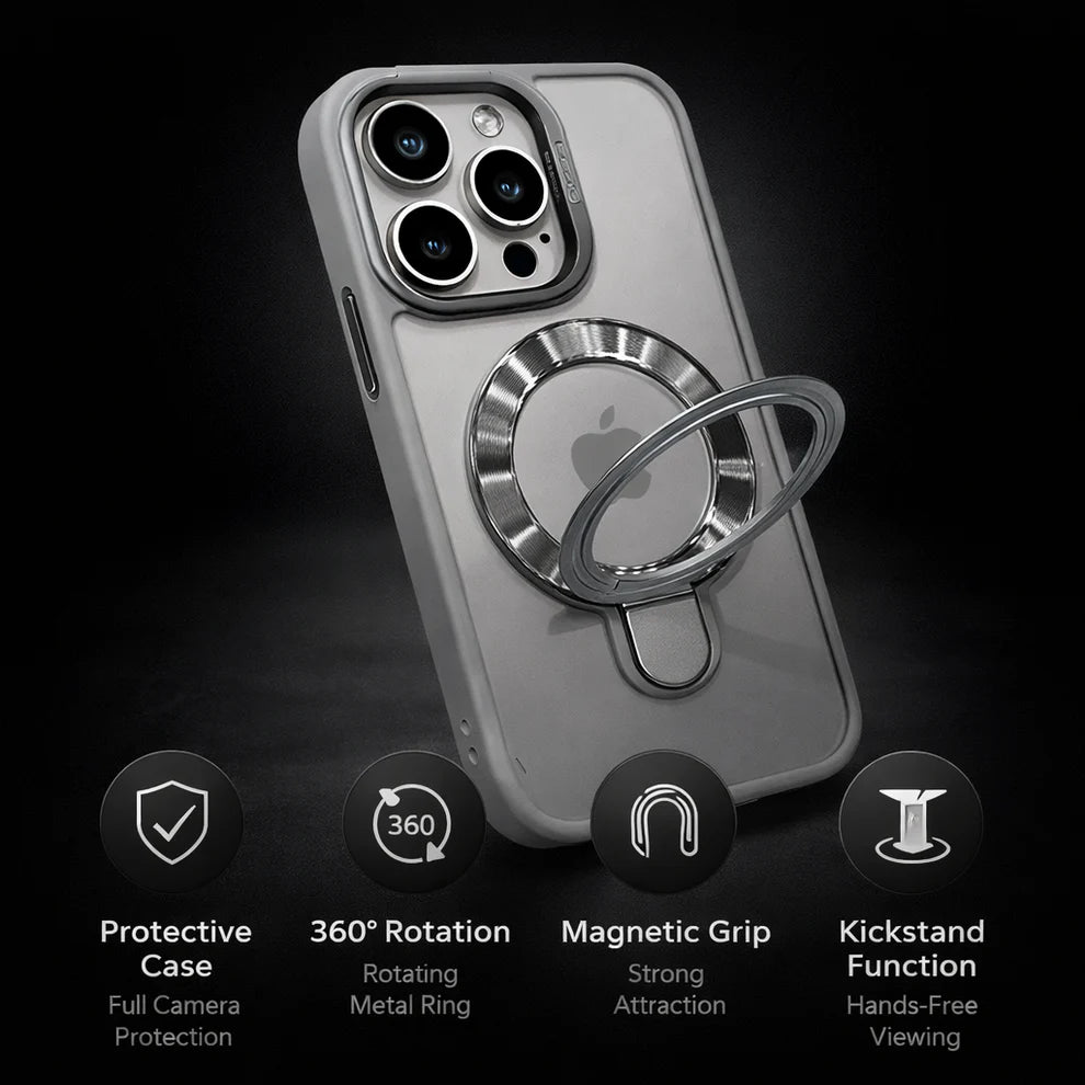 Magnetic Double Stand Case for iPhone Integrated Lens Stand Back Cover