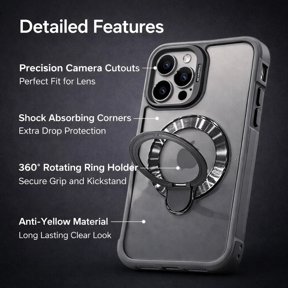 Magnetic Double Stand Case for iPhone Integrated Lens Stand Back Cover