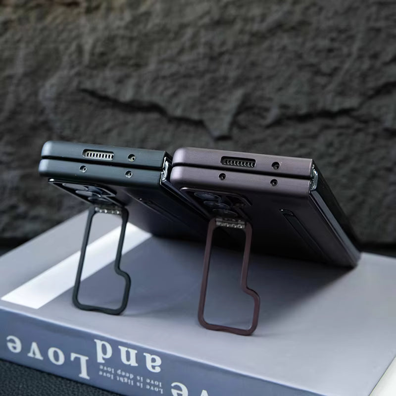 Premium Lens Bracket Pen Slot Front HD Glass Matte PC Folding Phone case for Samsung Z FOLD Series