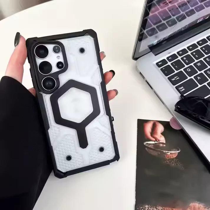 Military-Grade Pathfinders Clear Magnetic Case for Samsung S Series Wireless Charging Case