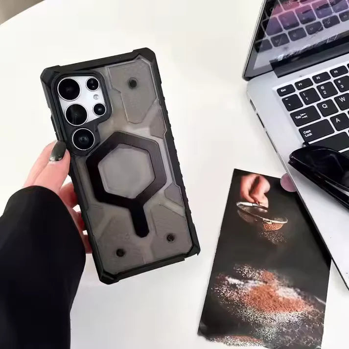 Military-Grade Pathfinders Clear Magnetic Case for Samsung S Series Wireless Charging Case