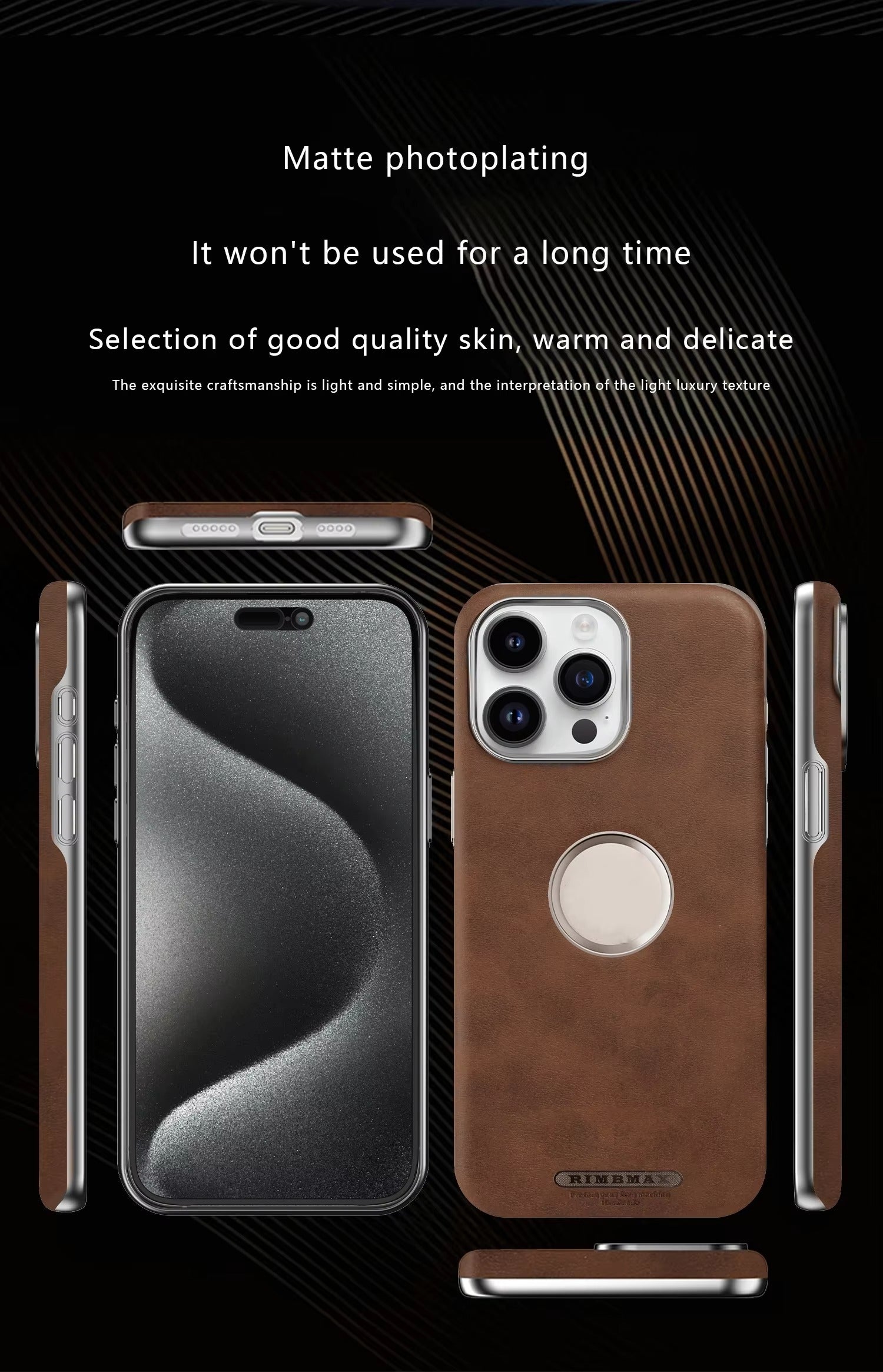 Luxury PU Leather Electroplate Magnetic Phone Case for iPhone Series Hollow Logo Wireless MagsafeCover