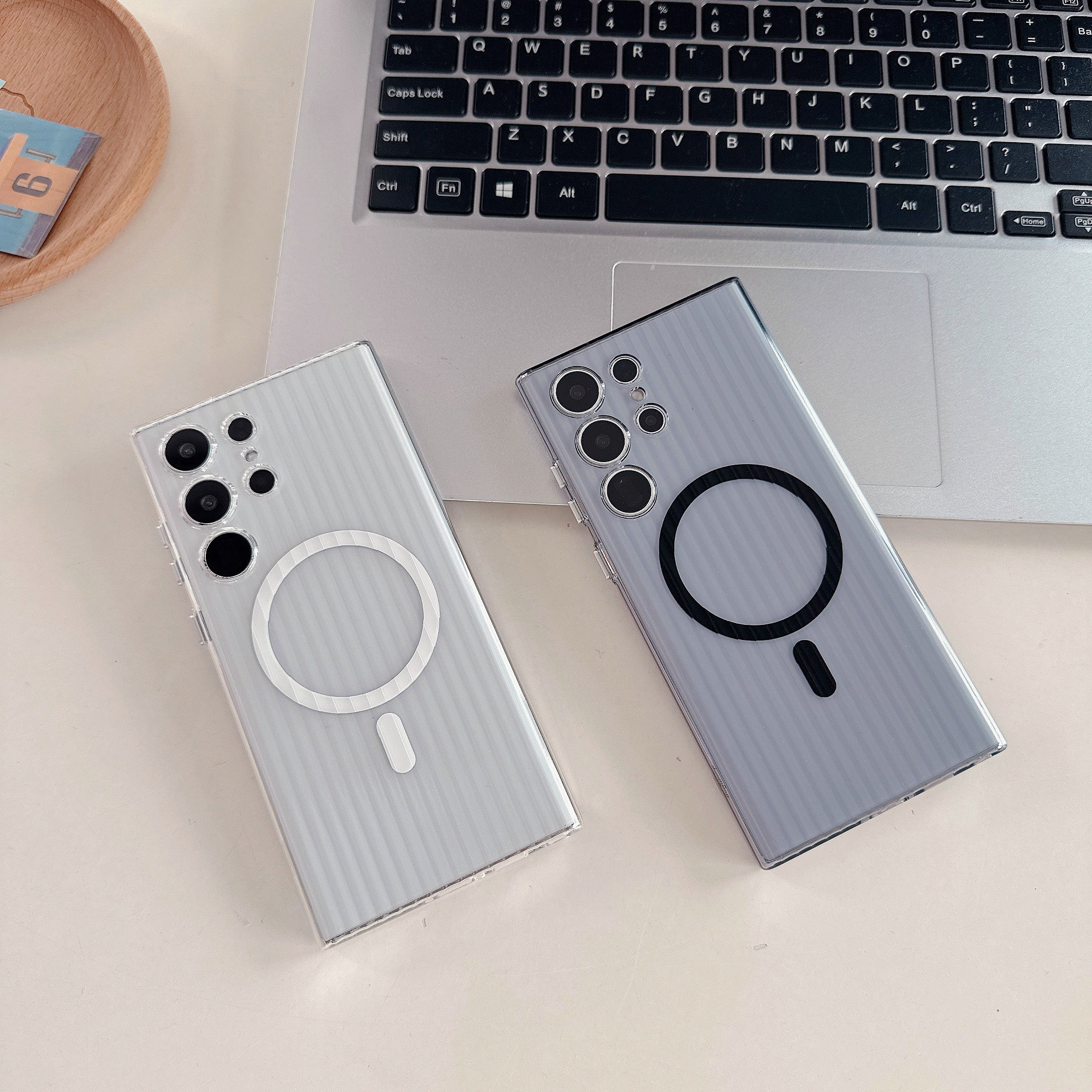 Glossy Wavy Texture Magnetic Wireless Charging Phone Case for Samsung Series