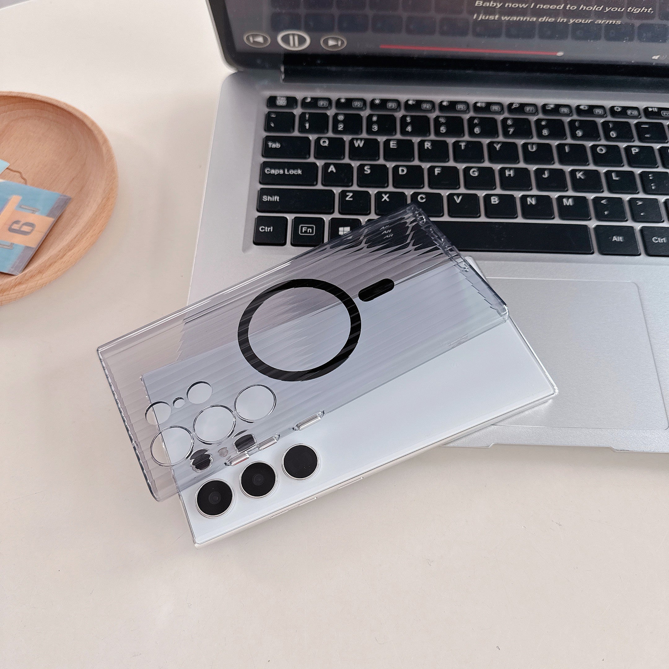 Glossy Wavy Texture Magnetic Wireless Charging Phone Case for Samsung Series