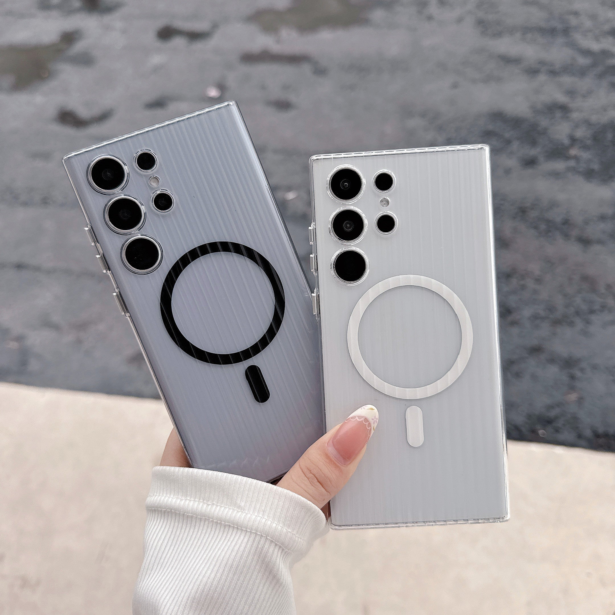 Glossy Wavy Texture Magnetic Wireless Charging Phone Case for Samsung Series