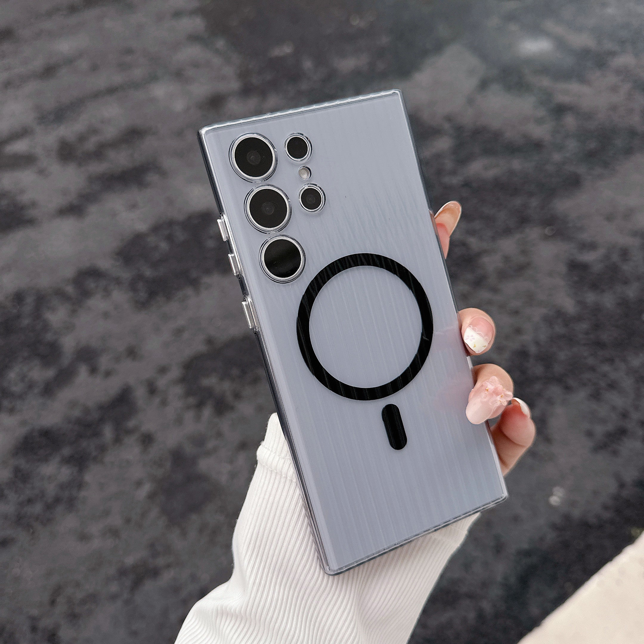 Glossy Wavy Texture Magnetic Wireless Charging Phone Case for Samsung Series