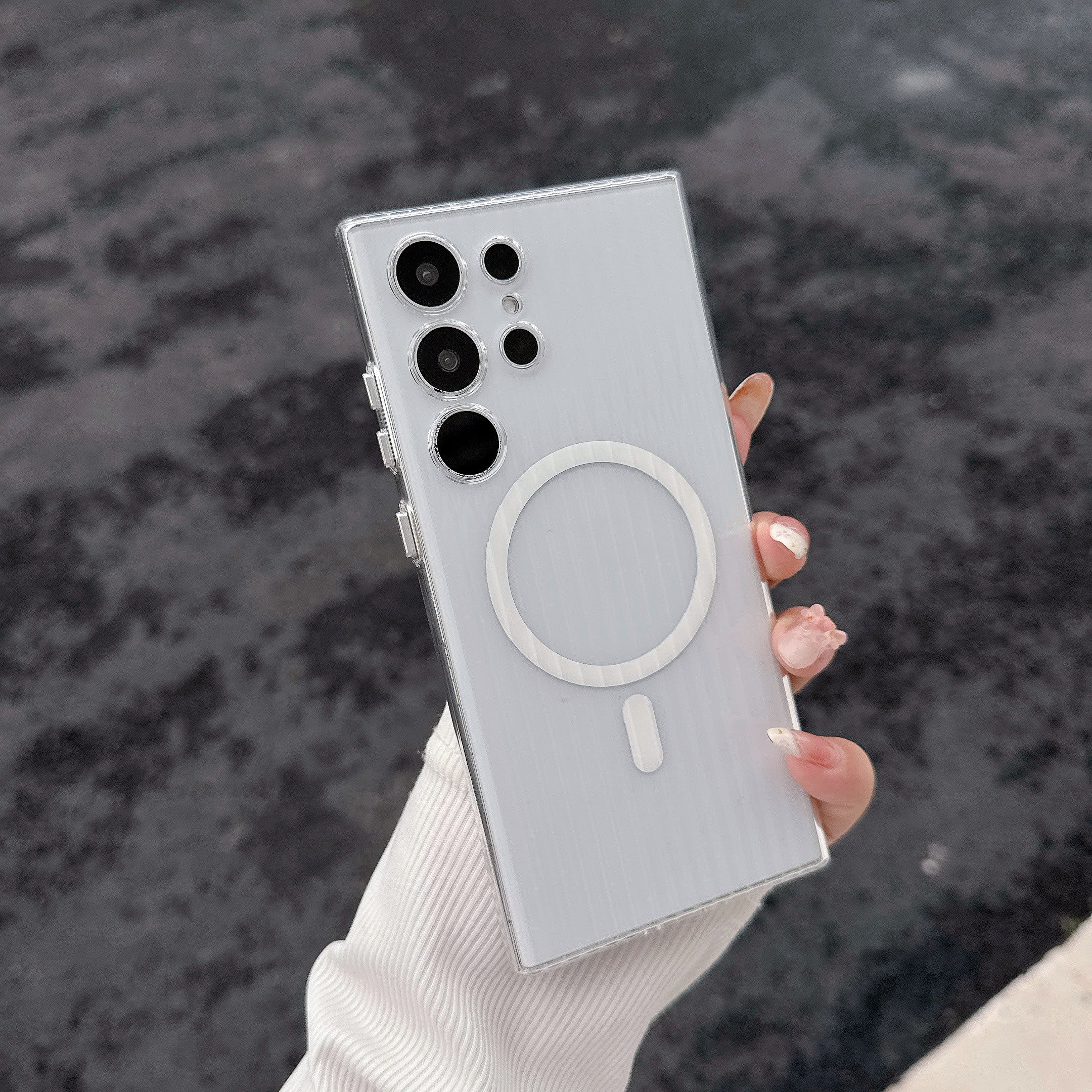 Glossy Wavy Texture Magnetic Wireless Charging Phone Case for Samsung Series