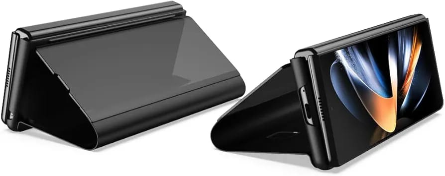 Flip Plating Mirror Case with Stand Function,PC/PU Translucent Clear View Shockproof Phone Protective Case Cover for FOLD 6