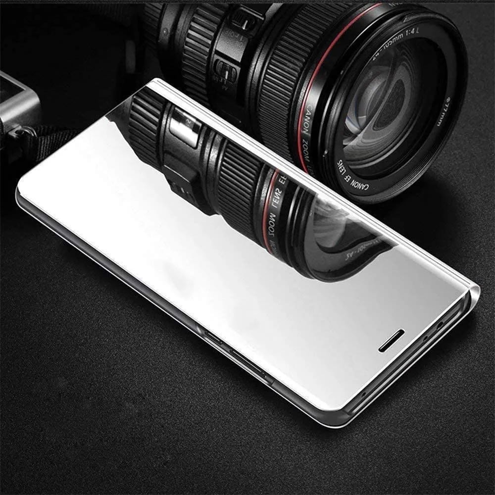 Flip Plating Mirror Case with Stand Function,PC/PU Translucent Clear View Shockproof Phone Protective Case Cover for FOLD 6