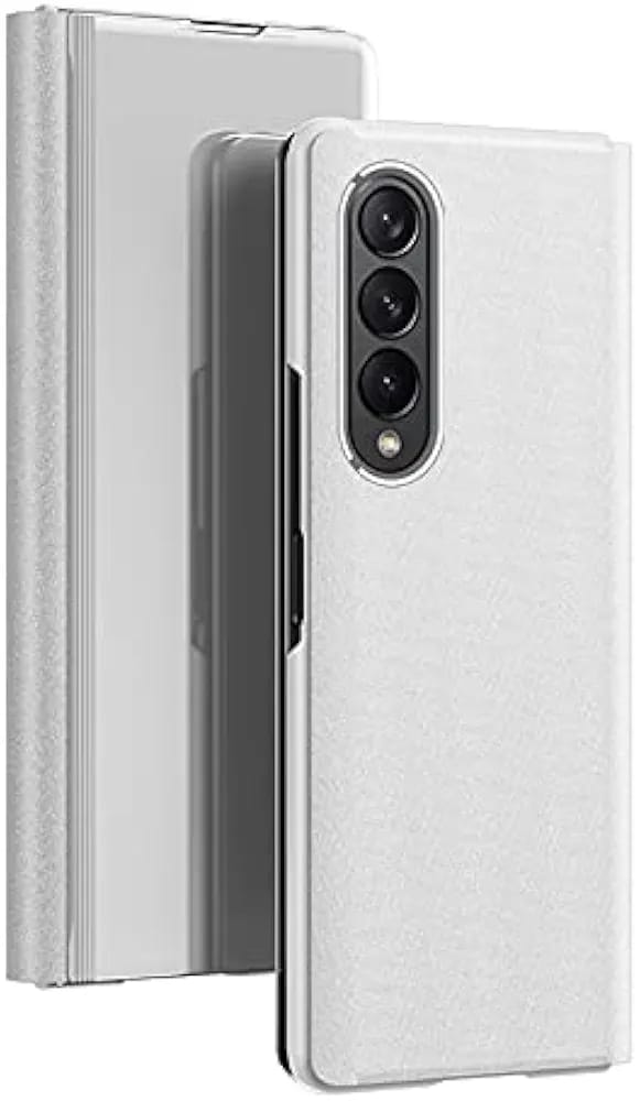 Flip Plating Mirror Case with Stand Function,PC/PU Translucent Clear View Shockproof Phone Protective Case Cover for FOLD 6