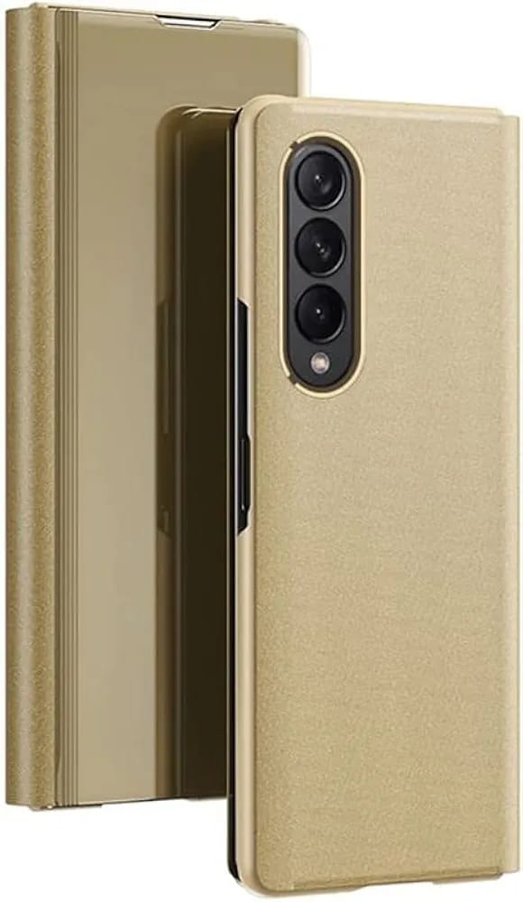 Flip Plating Mirror Case with Stand Function,PC/PU Translucent Clear View Shockproof Phone Protective Case Cover for FOLD 6