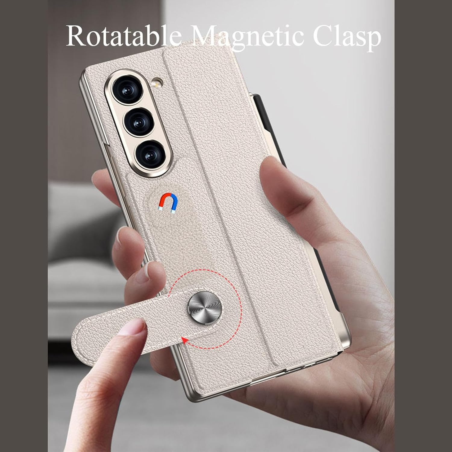 Leather Glass Wallet Flip Flap Case Cover with Pen Slot for Samsung Galaxy Z Fold6 / Galaxy Fold 6 Case Cover ( PEN NOT INCLUDED)