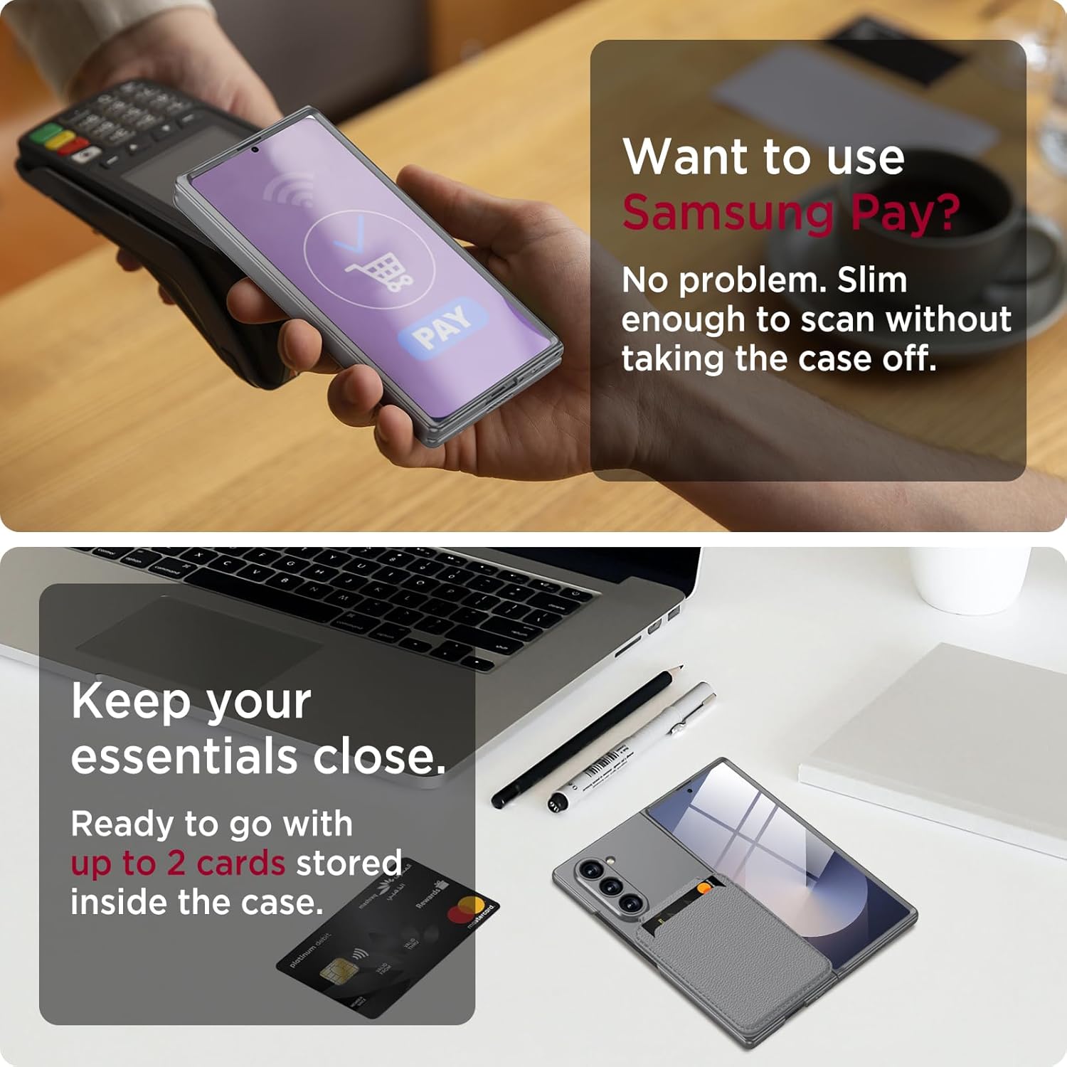 Magnetic Case for Samsung Galaxy Z Fold 6, 2 in 1 Detachable Leather Card Holder Business Phone Cover Support Wireless Charging,Black