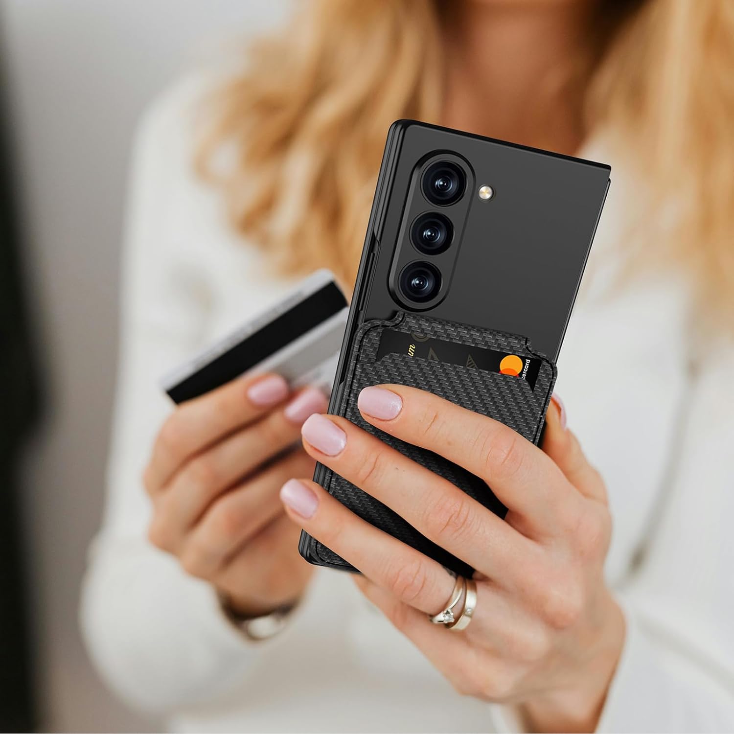 Magnetic Case for Samsung Galaxy Z Fold 6, 2 in 1 Detachable Leather Card Holder Business Phone Cover Support Wireless Charging,Black