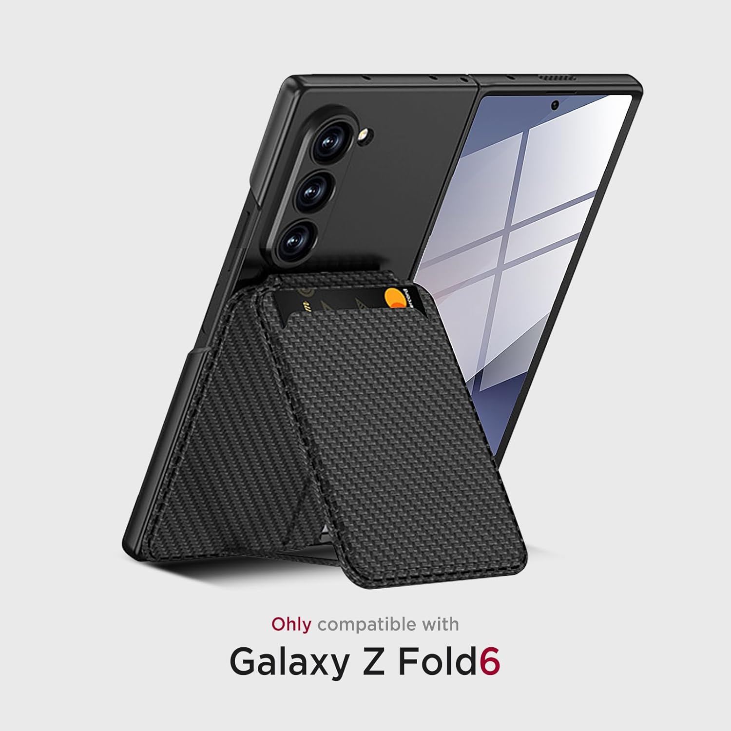 Magnetic Case for Samsung Galaxy Z Fold 6, 2 in 1 Detachable Leather Card Holder Business Phone Cover Support Wireless Charging,Black