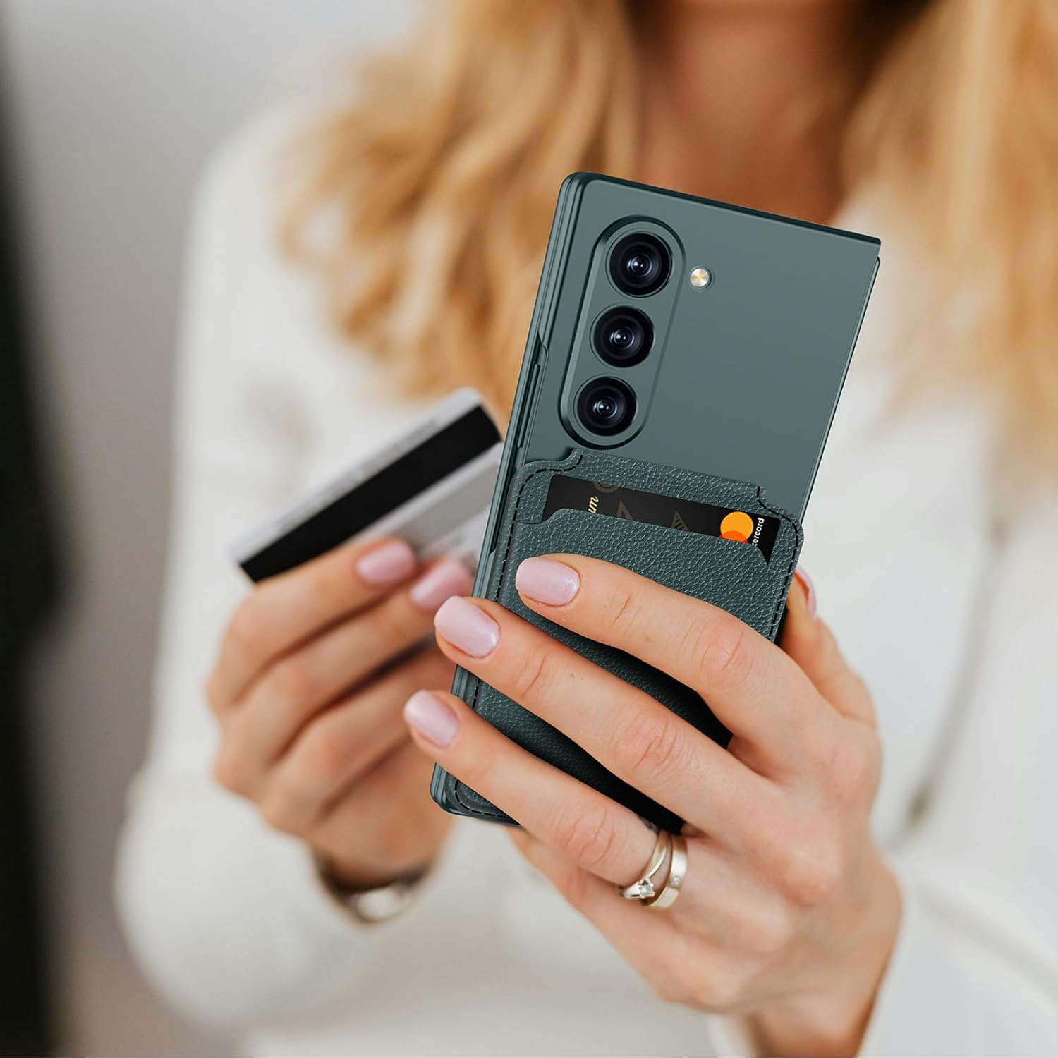 Magnetic Case for Samsung Galaxy Z Fold 6, 2 in 1 Detachable Leather Card Holder Business Phone Cover Support Wireless Charging,Black