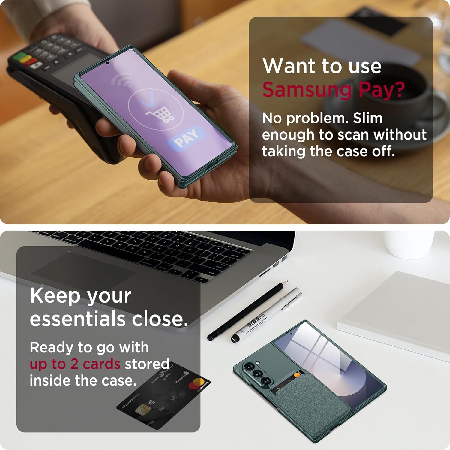 Magnetic Case for Samsung Galaxy Z Fold 6, 2 in 1 Detachable Leather Card Holder Business Phone Cover Support Wireless Charging,Black