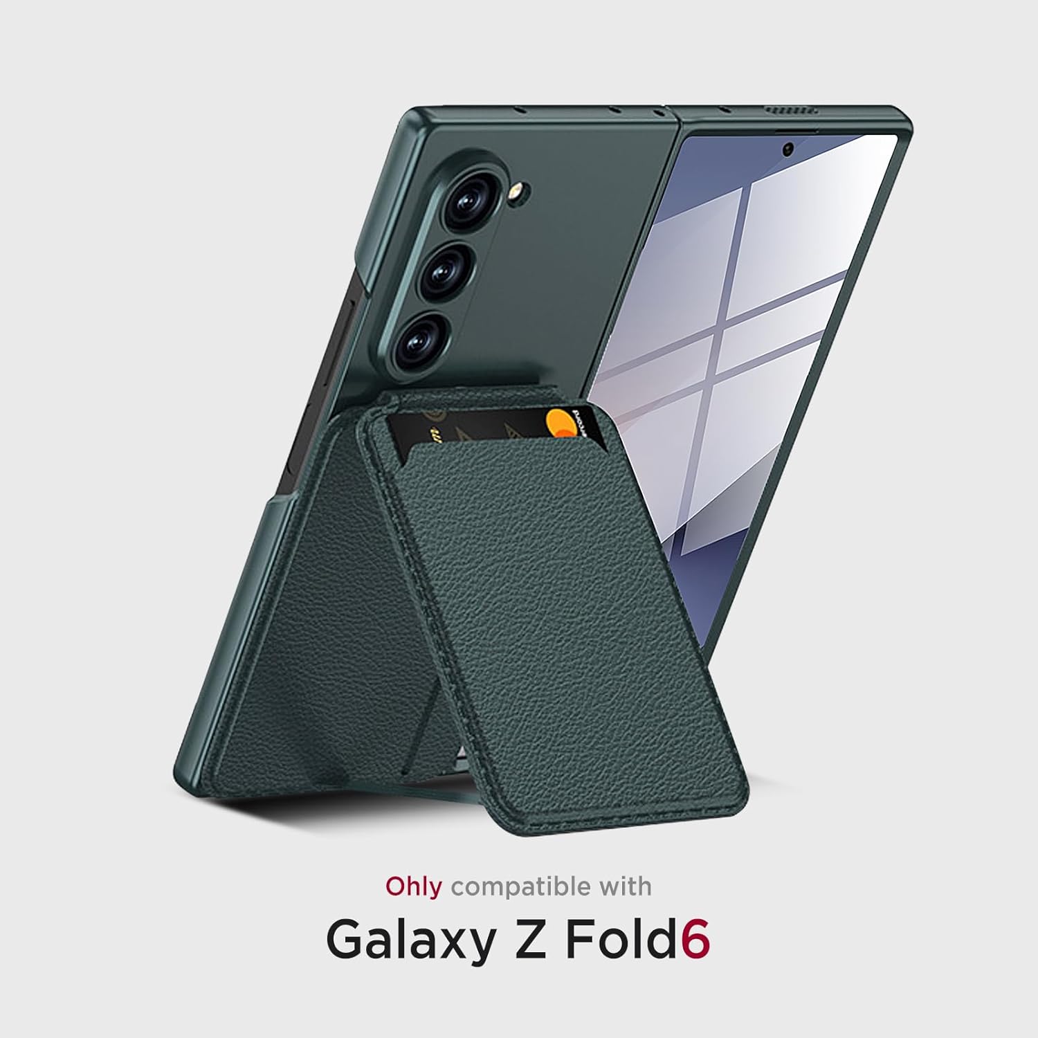 Magnetic Case for Samsung Galaxy Z Fold 6, 2 in 1 Detachable Leather Card Holder Business Phone Cover Support Wireless Charging,Black