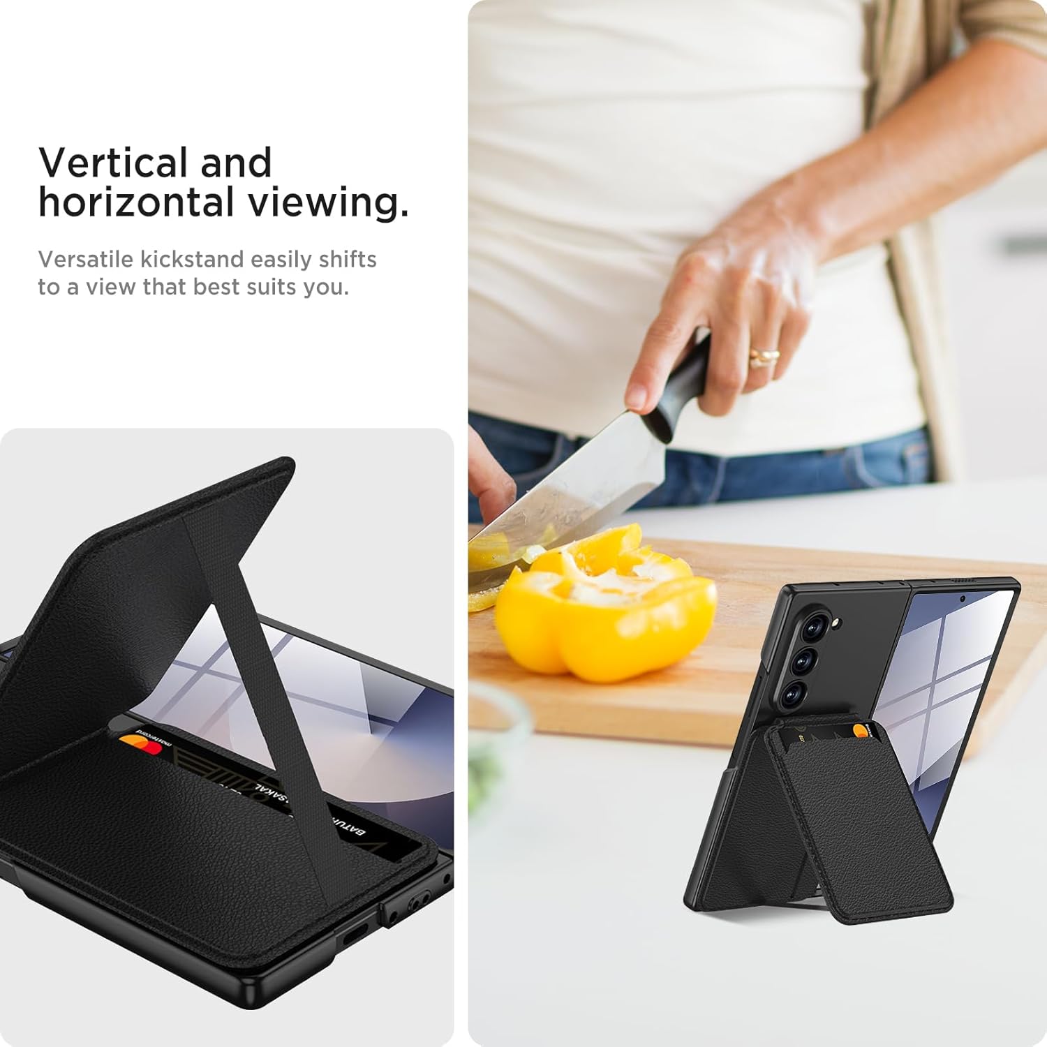 Magnetic Case for Samsung Galaxy Z Fold 6, 2 in 1 Detachable Leather Card Holder Business Phone Cover Support Wireless Charging,Black