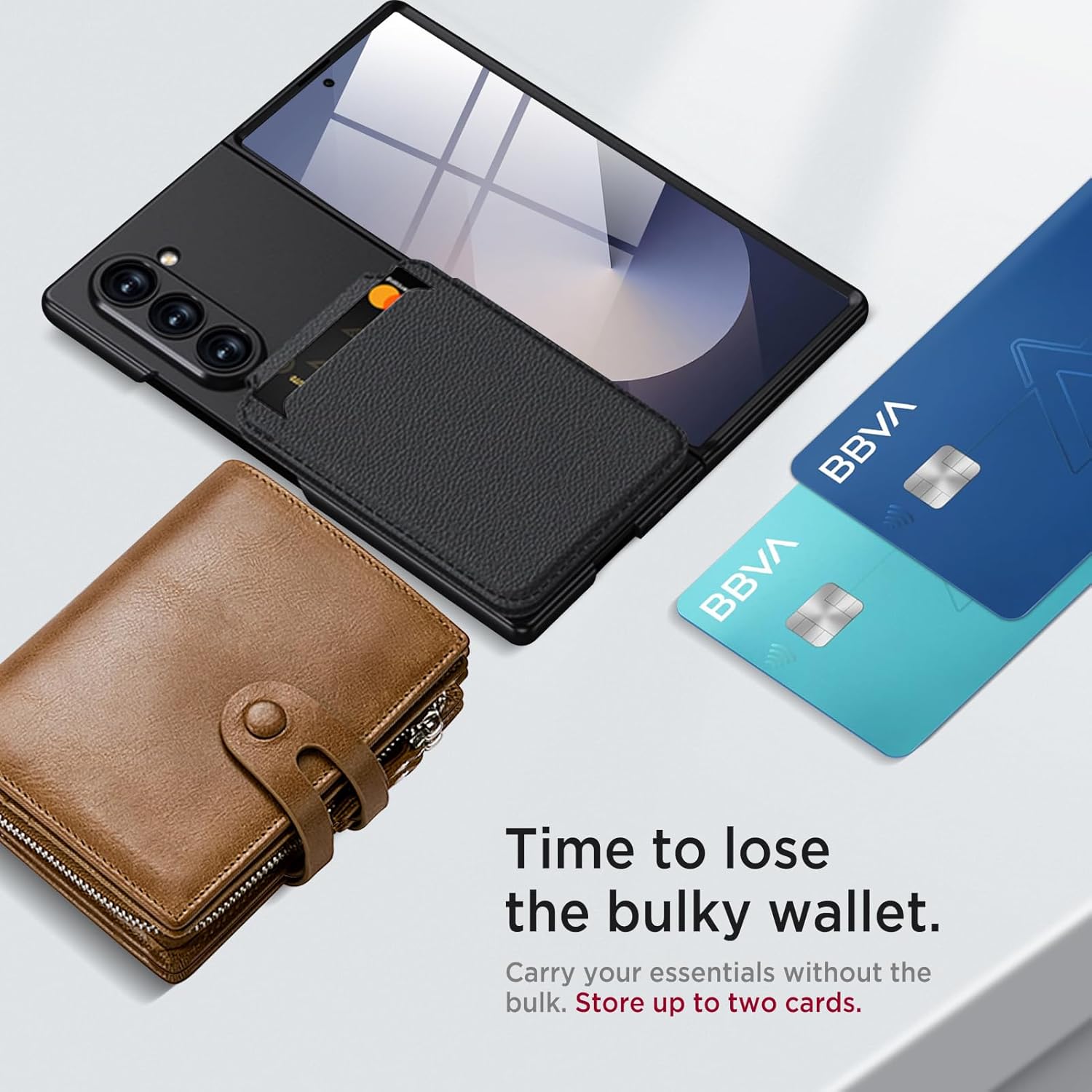 Magnetic Case for Samsung Galaxy Z Fold 6, 2 in 1 Detachable Leather Card Holder Business Phone Cover Support Wireless Charging,Black