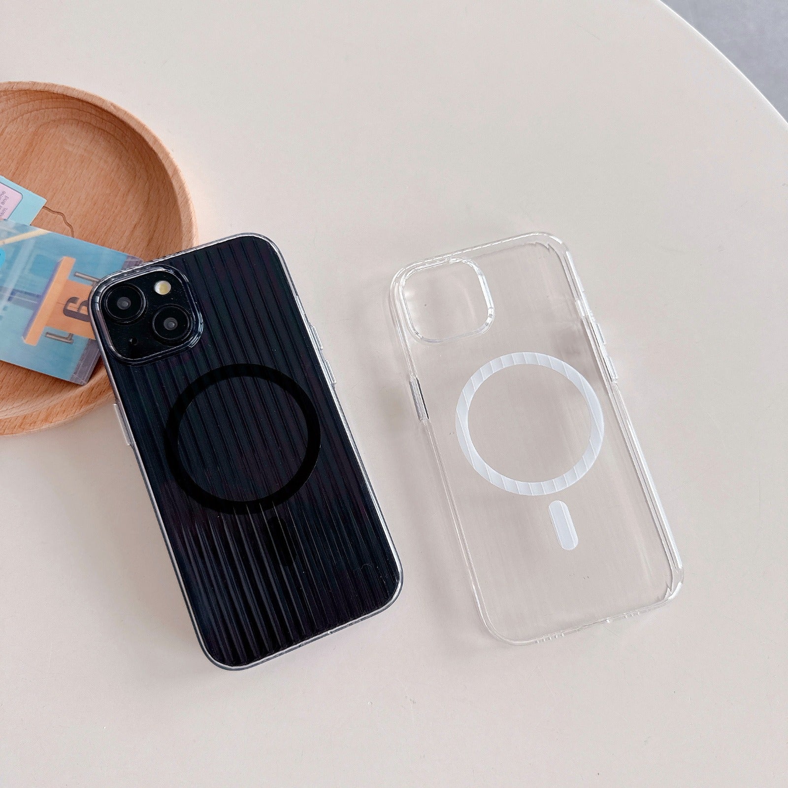 Glossy Wavy Texture Magnetic Wireless Charging Phone Case for iPhone Series