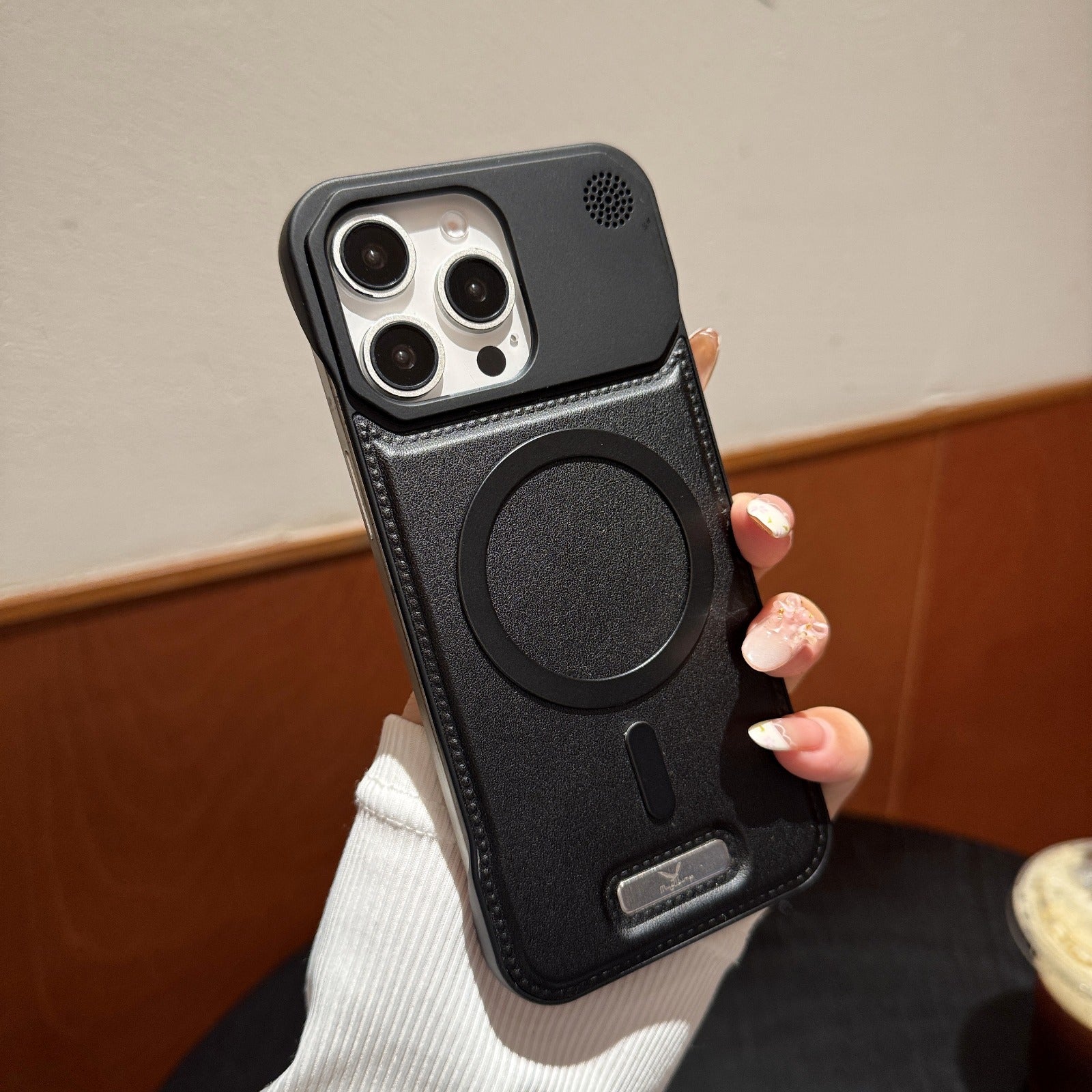 Premium Metallic look AeroFLex Leather Case With Aroma Perfume Cover Compatible For iPhone Series