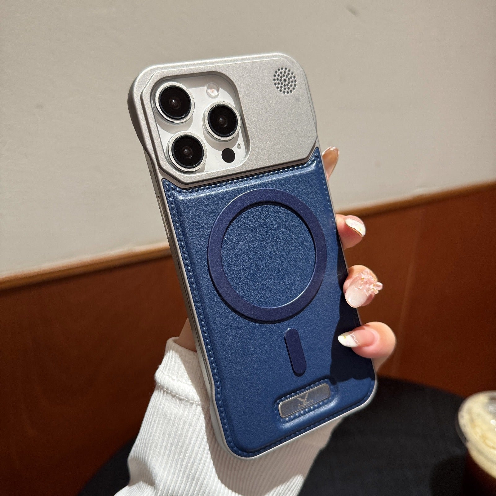 Premium Metallic look AeroFLex Leather Case With Aroma Perfume Cover Compatible For iPhone Series