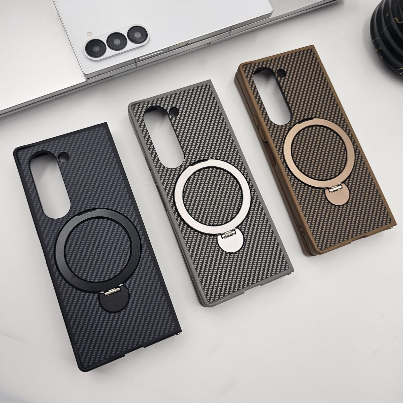 Samsung Galaxy Z Fold  Carbon Fibre MagSafe Ring Stand Case