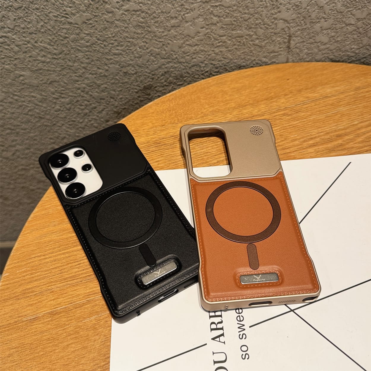 Premium Metallic look  AeroFLex  Leather Case With Aroma Perfume Cover Compatible For Samsung S Series