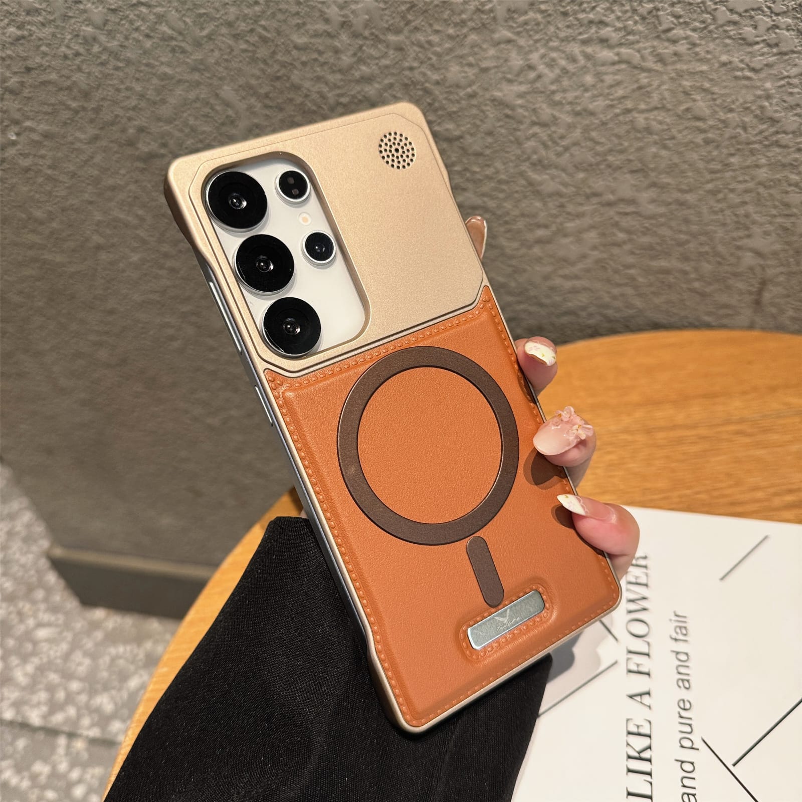 Premium Metallic look  AeroFLex  Leather Case With Aroma Perfume Cover Compatible For Samsung S Series