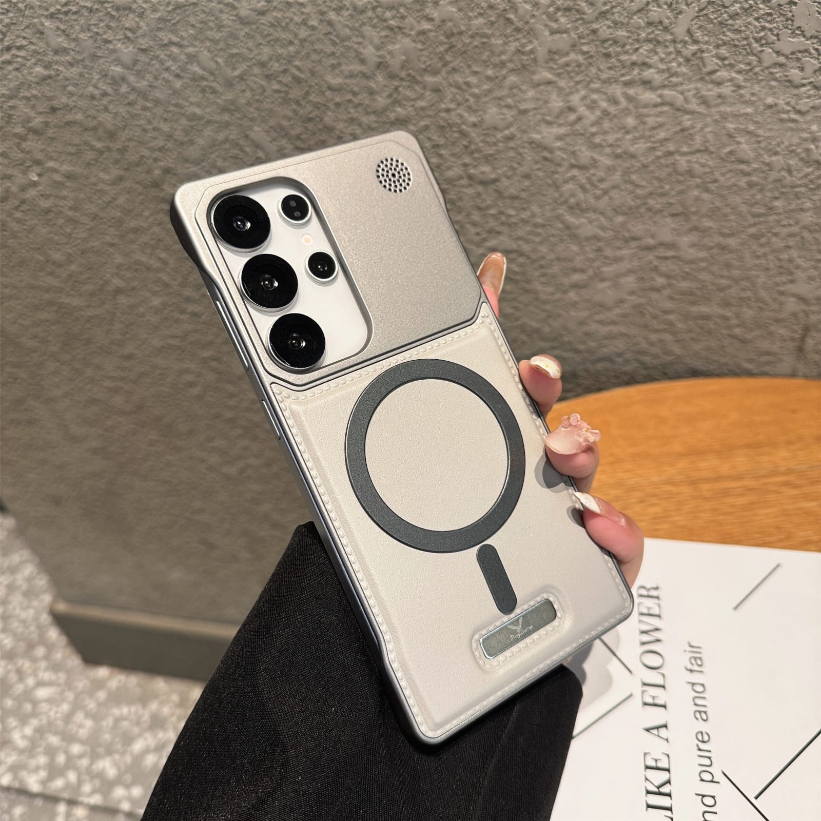 Premium Metallic look  AeroFLex  Leather Case With Aroma Perfume Cover Compatible For Samsung S Series