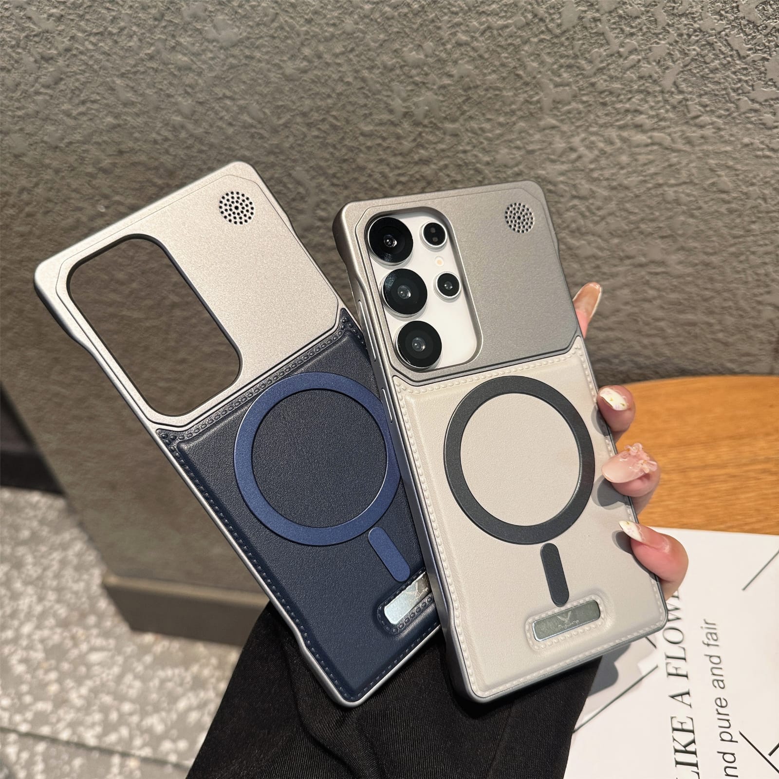 Premium Metallic look  AeroFLex  Leather Case With Aroma Perfume Cover Compatible For Samsung S Series