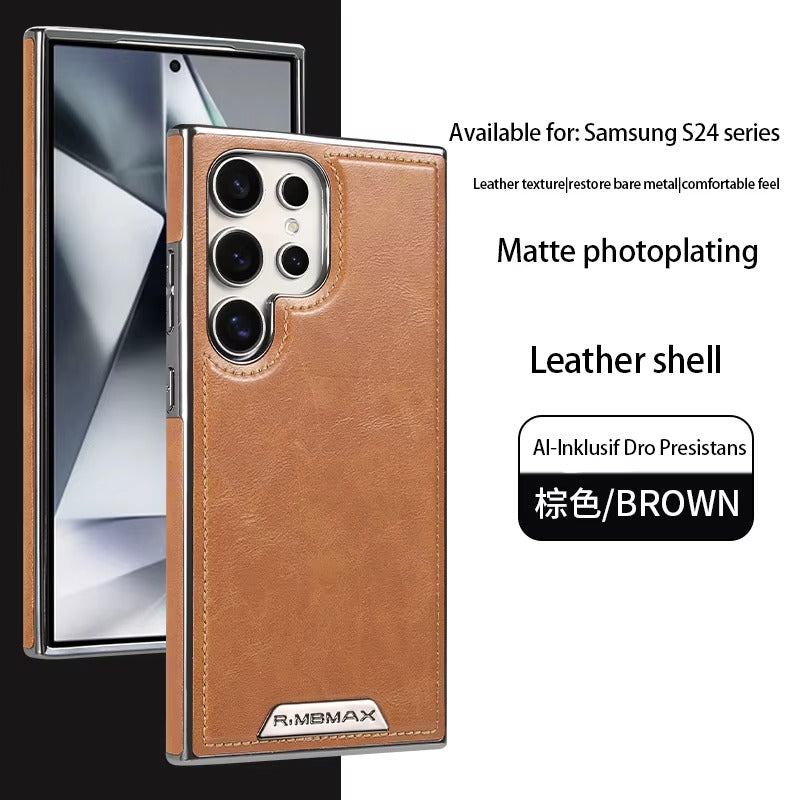 Premium PU Leather Magnetic Mobile Phone Case for Samsung S Series Wireless Charging Shockproof Protective Cover