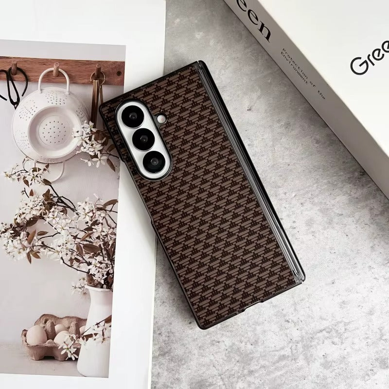 High Quality Carbon Fiber Texture Leather Magnetic Phone Case for Samsung Z Fold With Hinge Shockproof Hard Cover