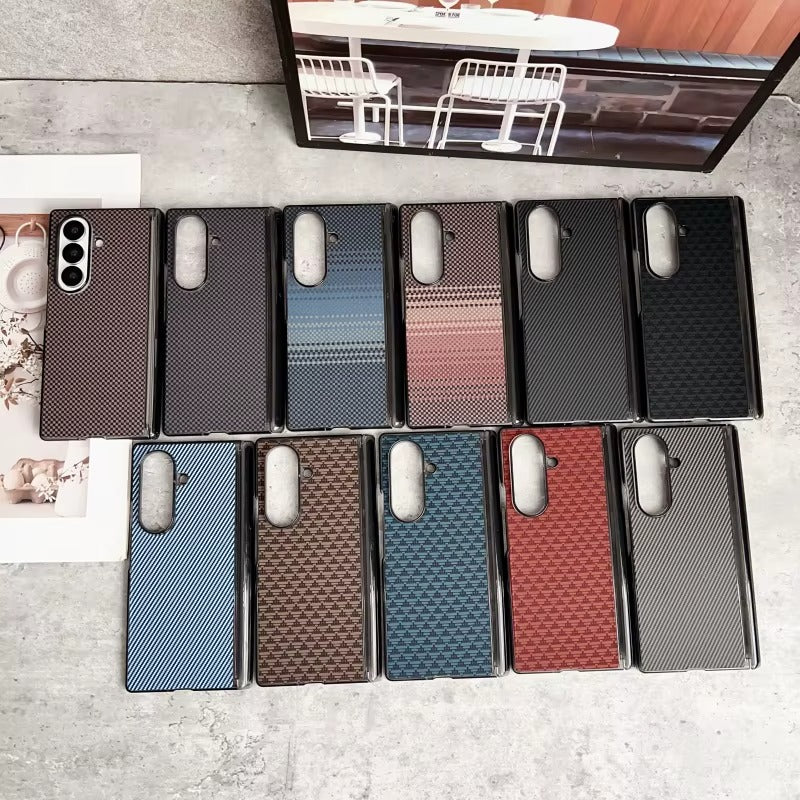 High Quality Carbon Fiber Texture Leather Magnetic Phone Case for Samsung Z Fold With Hinge Shockproof Hard Cover
