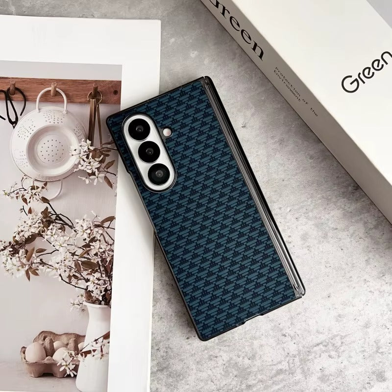 High Quality Carbon Fiber Texture Leather Magnetic Phone Case for Samsung Z Fold With Hinge Shockproof Hard Cover