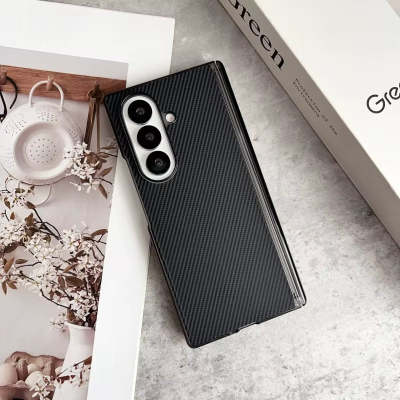 High Quality Carbon Fiber Texture Leather Magnetic Phone Case for Samsung Z Fold With Hinge Shockproof Hard Cover