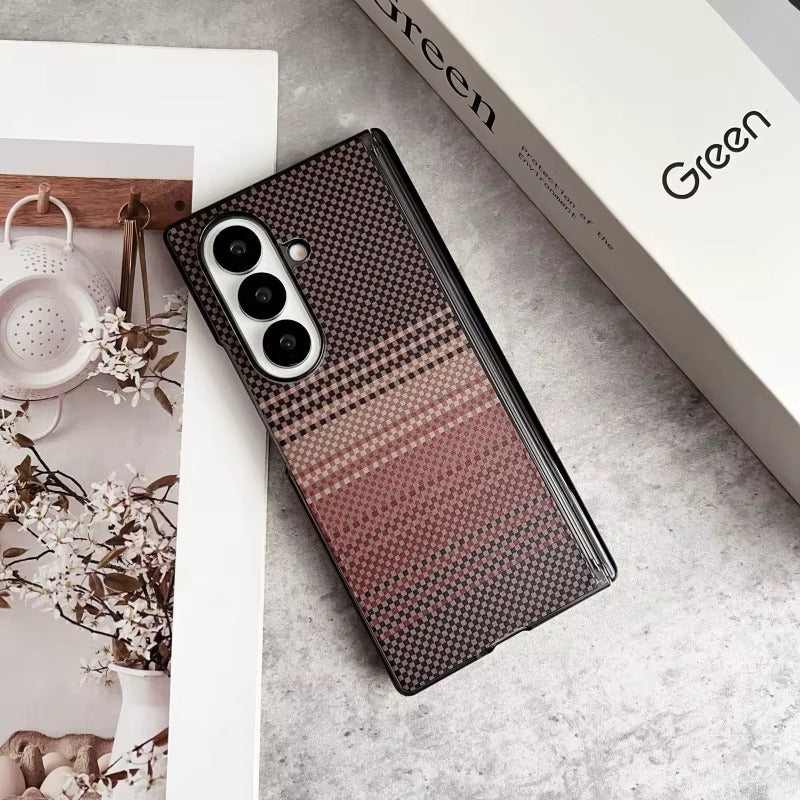 High Quality Carbon Fiber Texture Leather Magnetic Phone Case for Samsung Z Fold With Hinge Shockproof Hard Cover