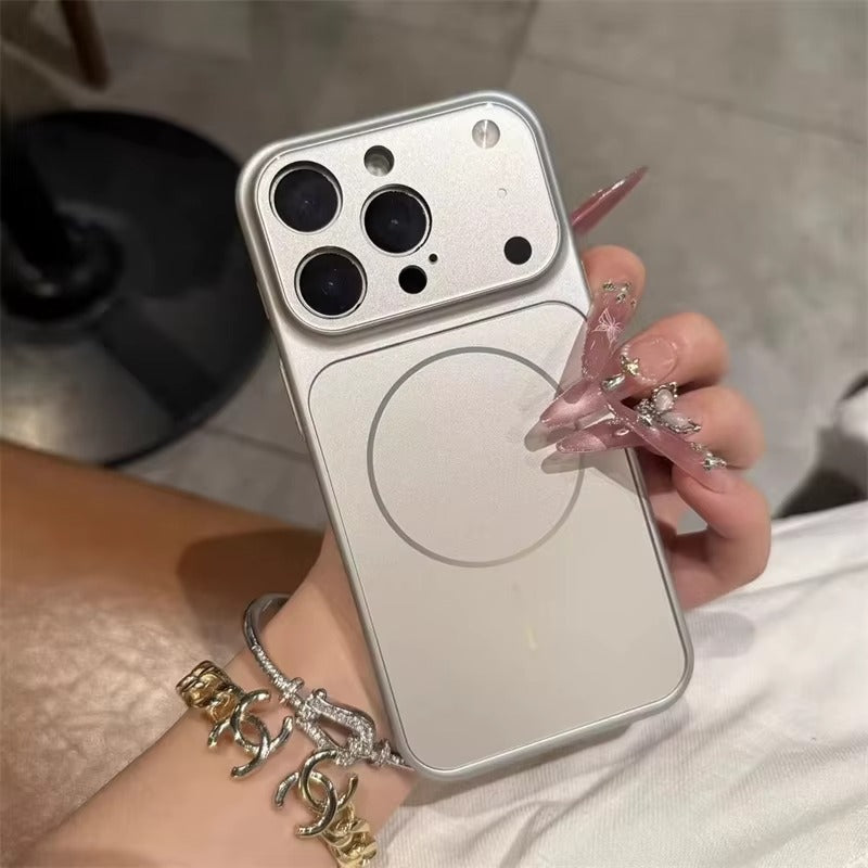 AG Matte Glass Back Panel Magnetic Phone Case for iPhone Series With Lens Film Protective Cover