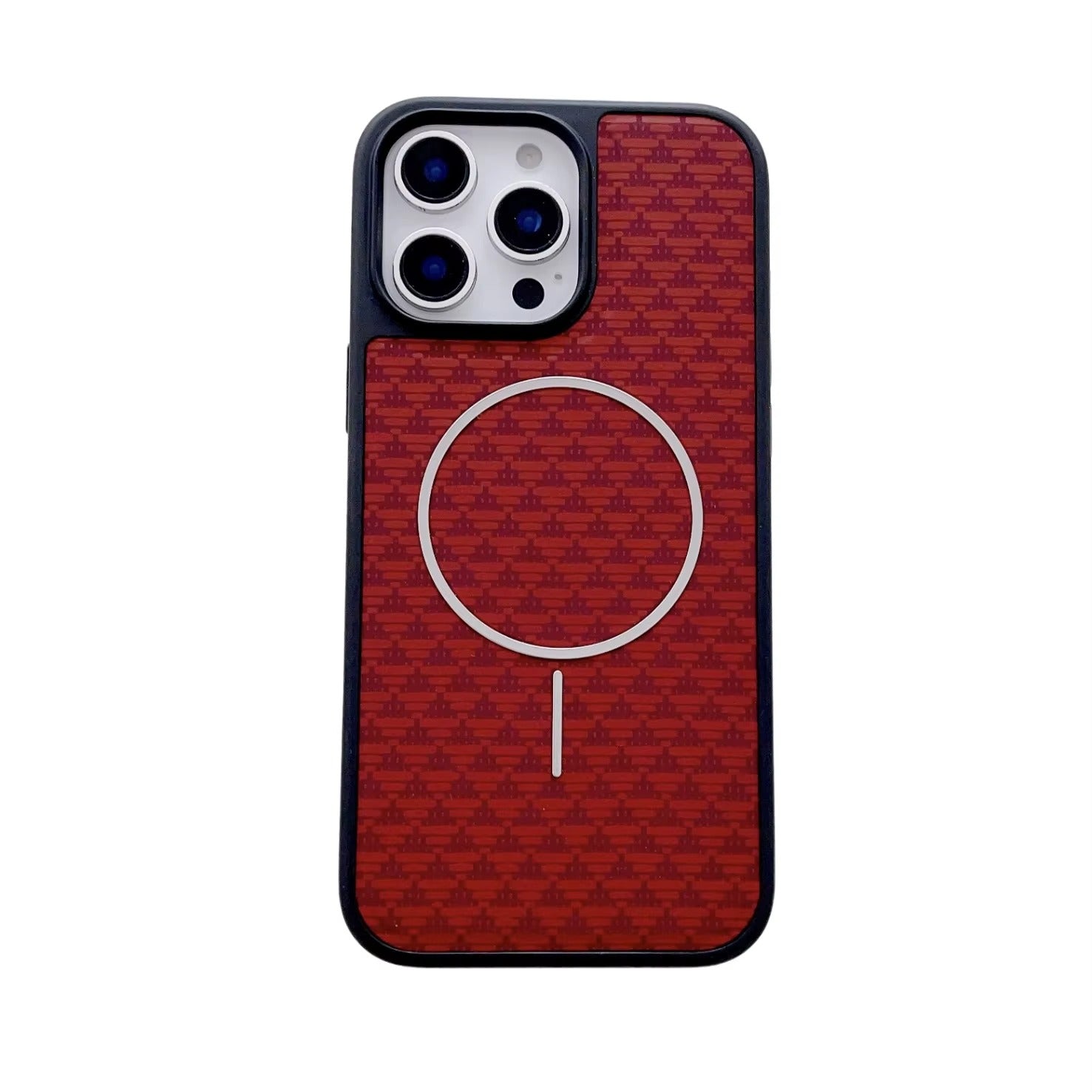 Sports Design Carbon Fiber Pattern Magnetic Protection Cover for iPhone Series Includes Camera Protector