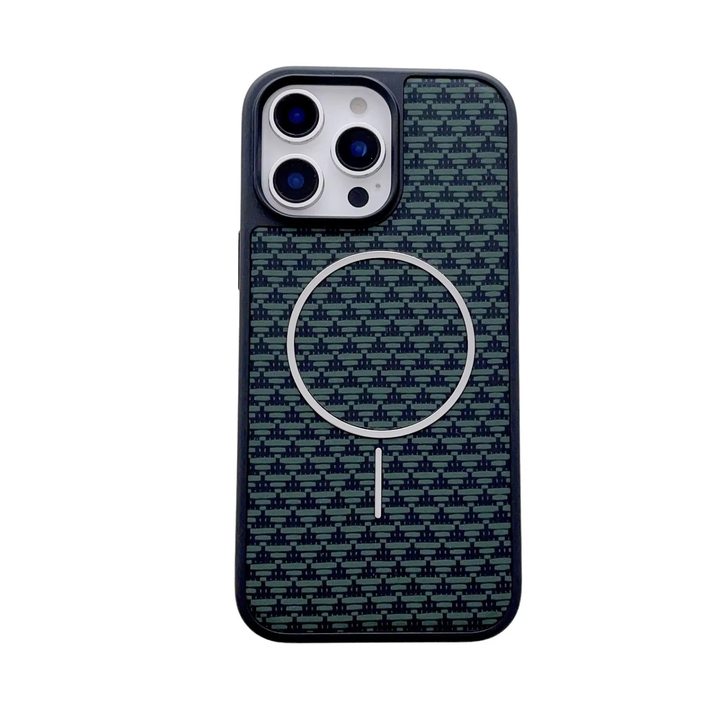 Sports Design Carbon Fiber Pattern Magnetic Protection Cover for iPhone Series Includes Camera Protector