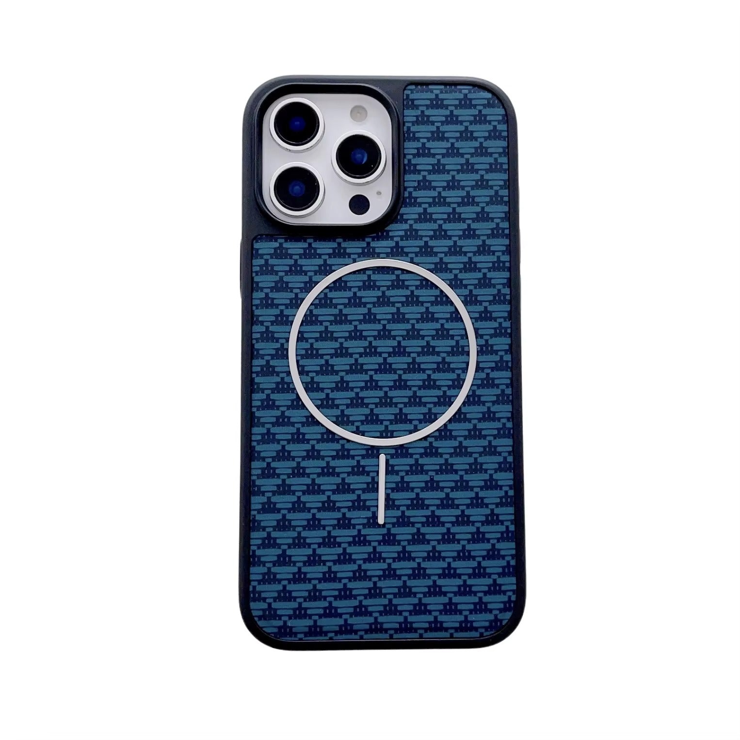 Sports Design Carbon Fiber Pattern Magnetic Protection Cover for iPhone Series Includes Camera Protector